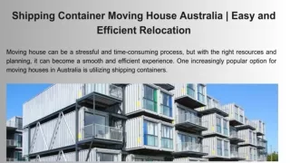 Shipping Container Moving House Australia | Easy and Efficient Relocation