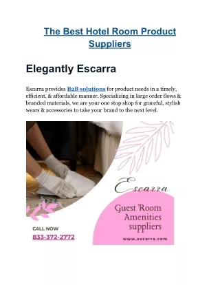 The Best Hotel Room Product Suppliers | Escarra