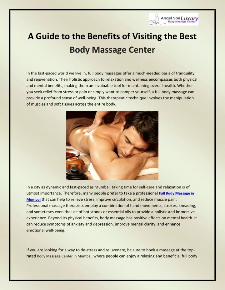 a guide to the benefits of visiting the best body