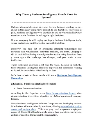 why these 5 business intelligence trends