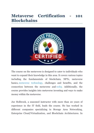 metaverse certification 101 blockchains