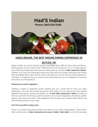 HADS-INDIAN, THE BEST INDIAN DINING EXPERIENCE IN BUTLER, WI
