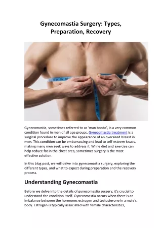 Gynecomastia Surgery: Types, Preparation, Recovery