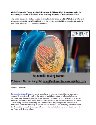 Salmonella Testing Market ppt