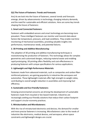 q1 the future of fasteners trends and forecasts