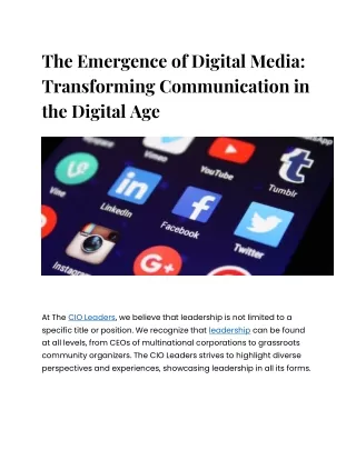 The Emergence of Digital Media Transforming Communication in