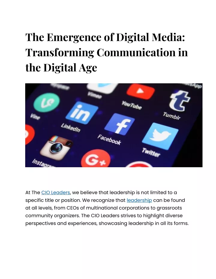 the emergence of digital media transforming