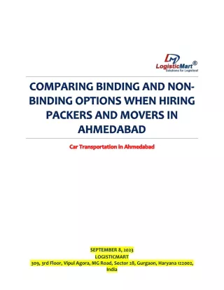 Comparing Binding And Non-Binding Options When Hiring Packers And Movers In Ahmedabad