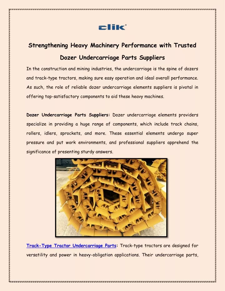 strengthening heavy machinery performance with