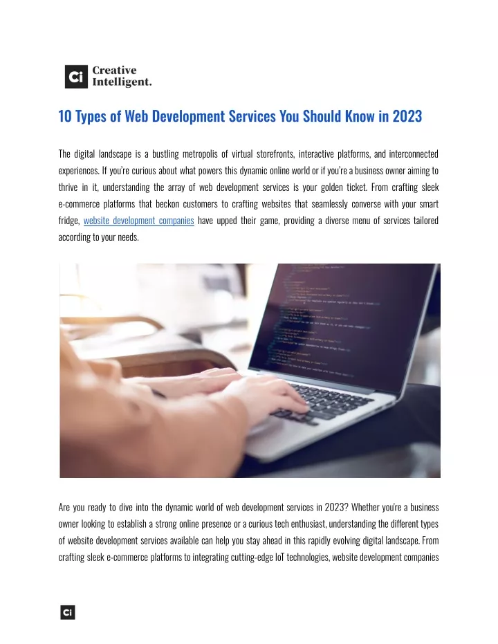 10 types of web development services you should