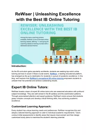 ReWiser-Unleashing Excellence with the Best IB Online Tutoring