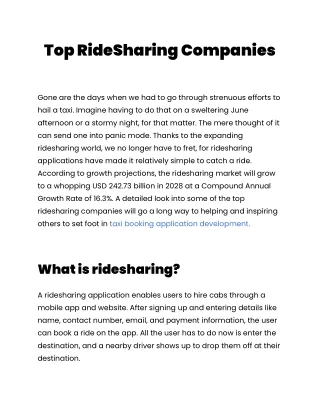 Top RideSharing Companies