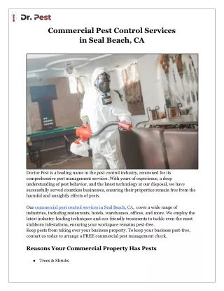 Commercial Pest Control Services in Seal Beach, CA