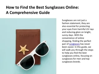 How to Find the Best Sunglasses Online