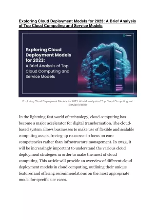 exploring cloud deployment models for 2023