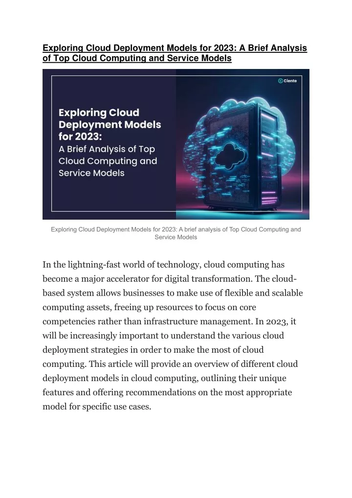 exploring cloud deployment models for 2023