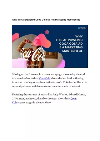 why this ai powered coca cola ad is a marketing