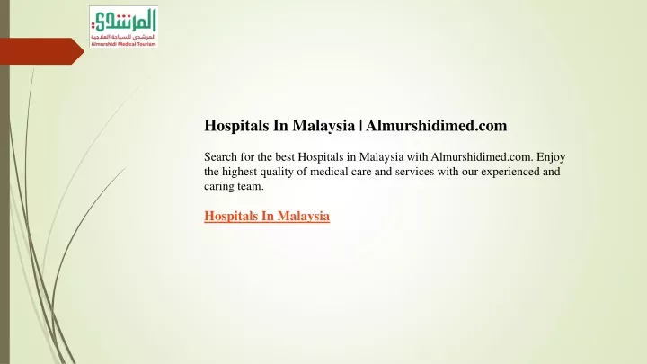 hospitals in malaysia almurshidimed com search