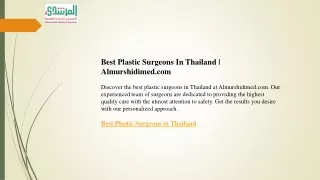 Best Plastic Surgeons In Thailand  Almurshidimed.com