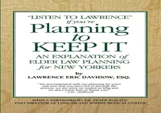 (PDF) Planning To Keep It: An Explanation of Elder Law Planning for New Yorkers