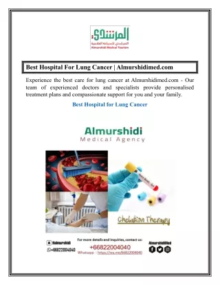 Best Hospital For Lung Cancer  Almurshidimed.com