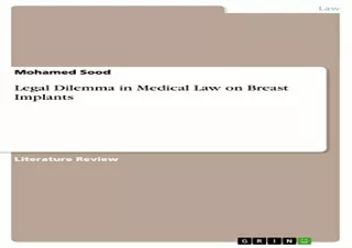 PDF Legal Dilemma in Medical Law on Breast Implants Kindle