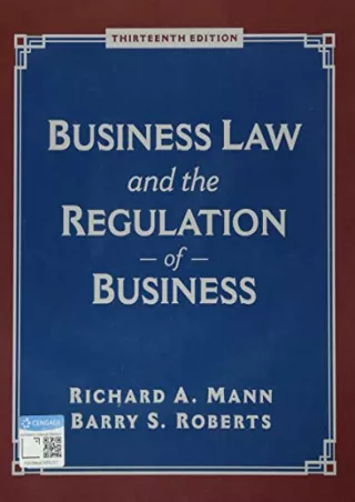 Read Book Business Law and the Regulation of Business