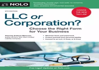 [PDF] LLC or Corporation?: Choose the Right Form for Your Business Free