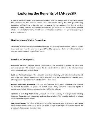 exploring the benefits of lahayesik