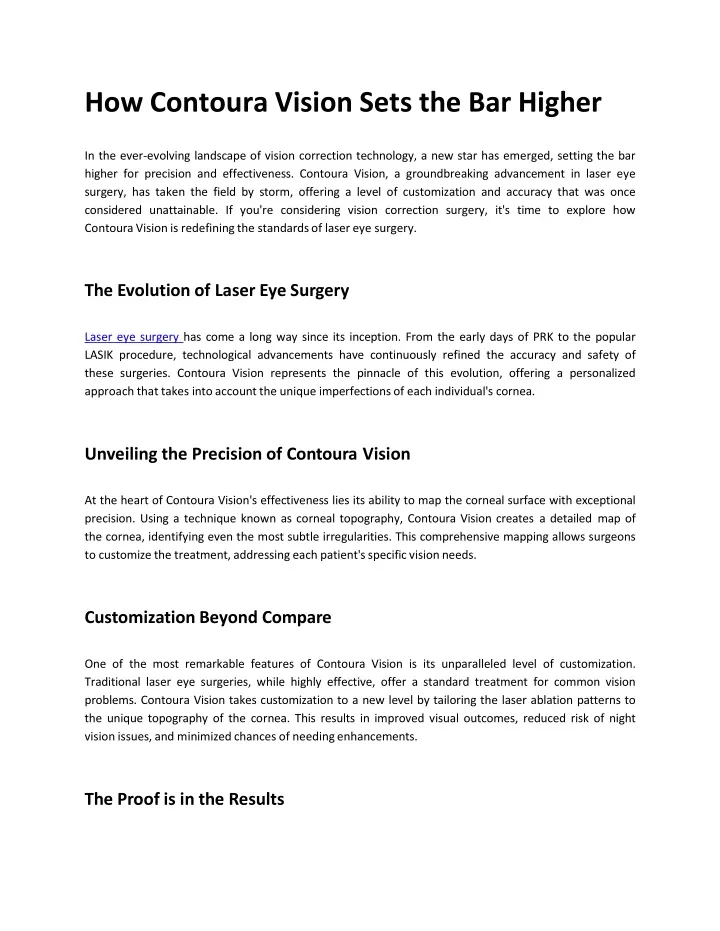 how contoura vision sets the bar higher