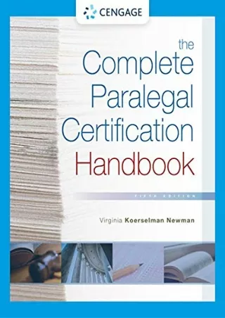 Read Ebook Pdf The Complete Paralegal Certification Handbook (MindTap Course List)
