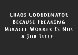 [PDF] Chaos Coordinator Because Freaking Miracle Worker Is Not a Job Title: Blan