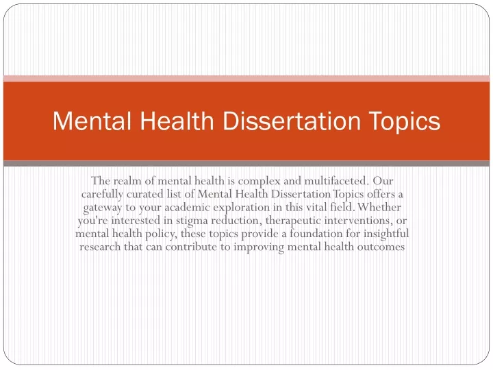 mental health law dissertation topics