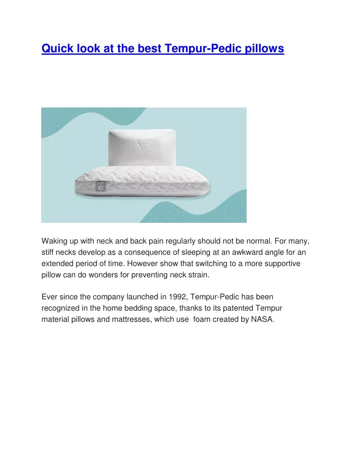 quick look at the best tempur pedic pillows