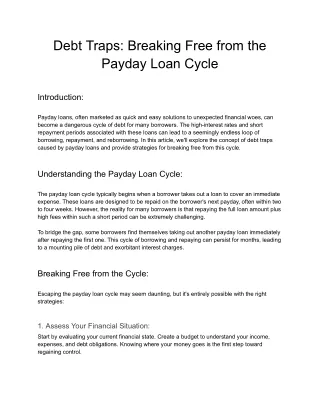 Debt Traps_ Breaking Free from the Payday Loan Cycle