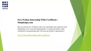 Free Python Internship With Certificate  Simplealgo.com