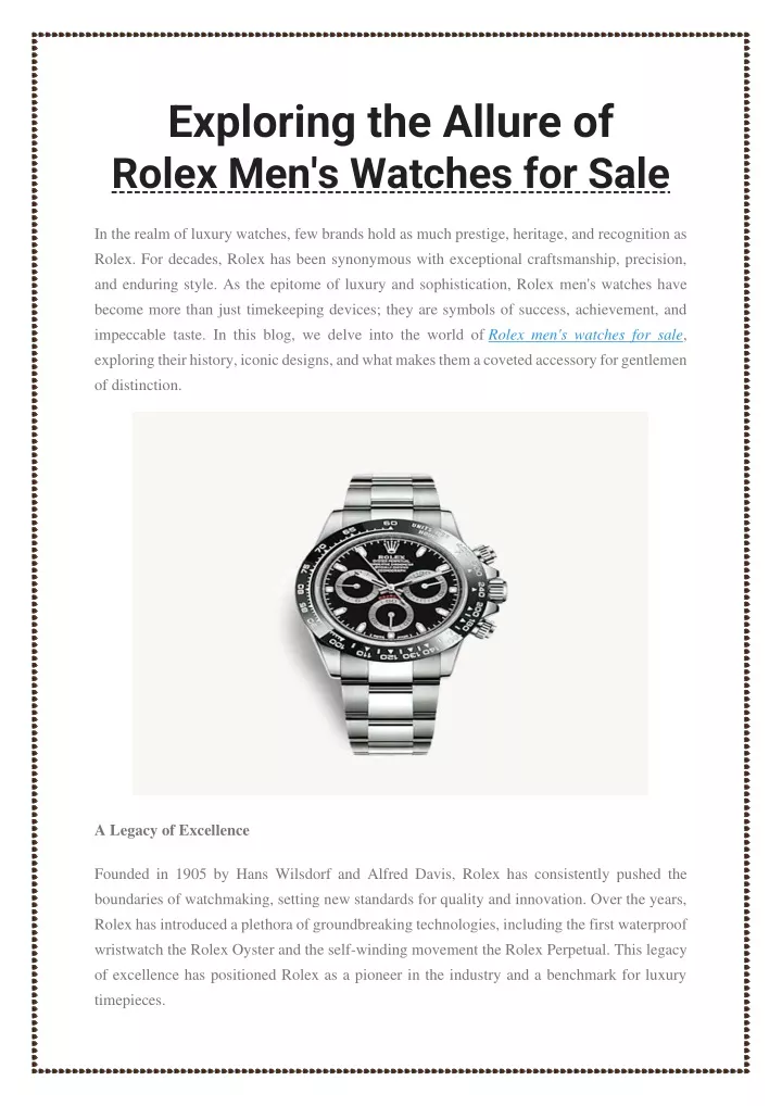 exploring the allure of rolex men s watches