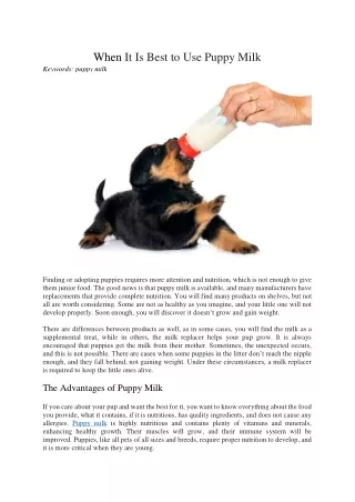 when it is best to use puppy milk keywords puppy
