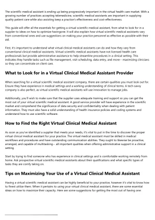 the scientific medical assistant is ending