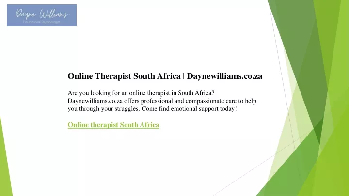online therapist south africa daynewilliams