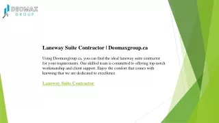 Laneway Suite Contractor  Deomaxgroup.ca