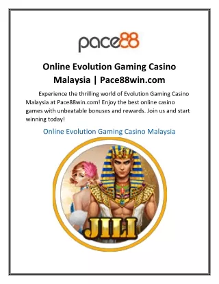 Online Evolution Gaming Casino Malaysia | Pace88win.com