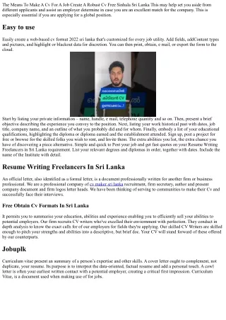 the means to make a cv for a job create a robust