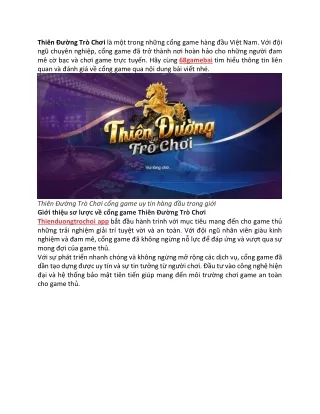 Thien duong Tro Choi - Cong Game Ca Cuoc Uy Tin Hang dau