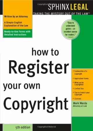 $PDF$/READ/DOWNLOAD How to Register Your Own Copyright (Legal Survival Guides)