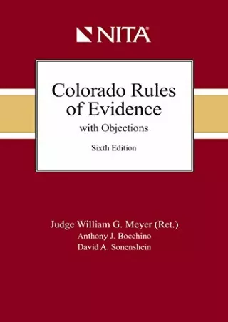 get [PDF] Download Colorado Rules of Evidence With Objections (Nita)