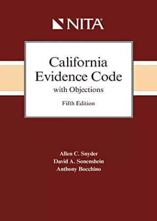 Read ebook [PDF] California Evidence Code with Objections (Nita)