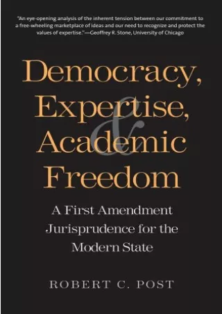 PDF_ Democracy, Expertise, and Academic Freedom: A First Amendment Jurisprudence