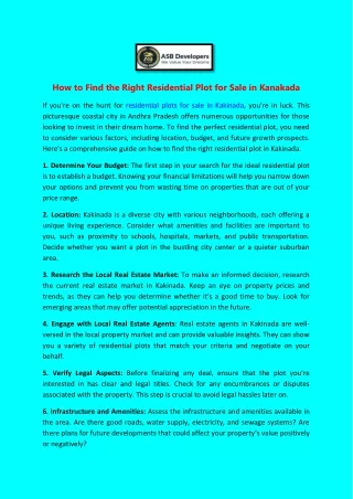 how to find the right residential plot for sale