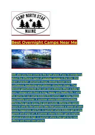 Best Overnight Camps Near Me